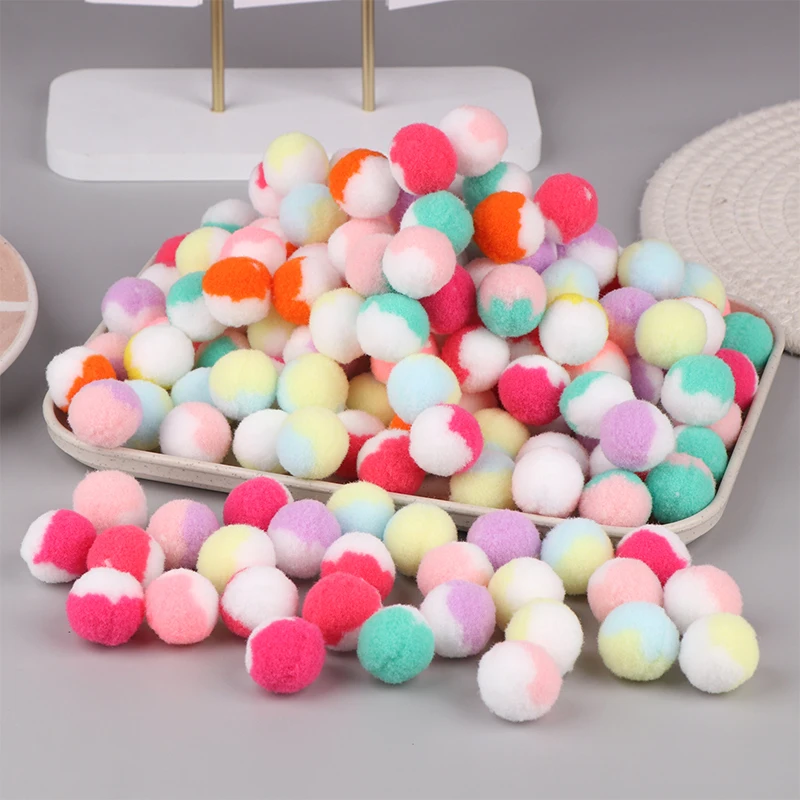 200Pcs Handmade Macaron Pompom Fur Balls 15-25mm Fluffy Pompones Soft Furball Handmade Crafts Supplies DIY Decor Accessories