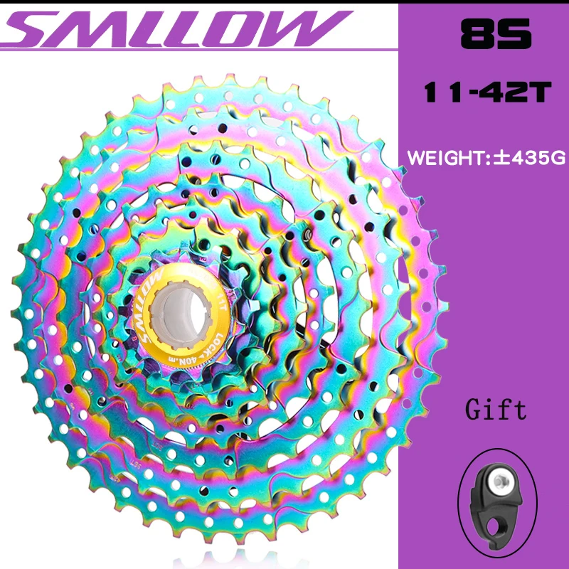 SMLLOW MTB Bicycle Cassette Freewheel Colorful Sprocket 8 Speed 11-42T Mountain Bike 8s Flywheel