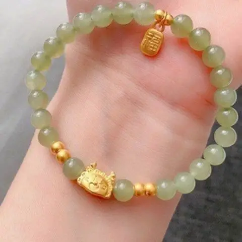 

2024 New Natural Hetian Jade Yilong Steamed Dumplings Dragon Year Birth Year Special-Interest Design Zodiac Dragon Bracelet