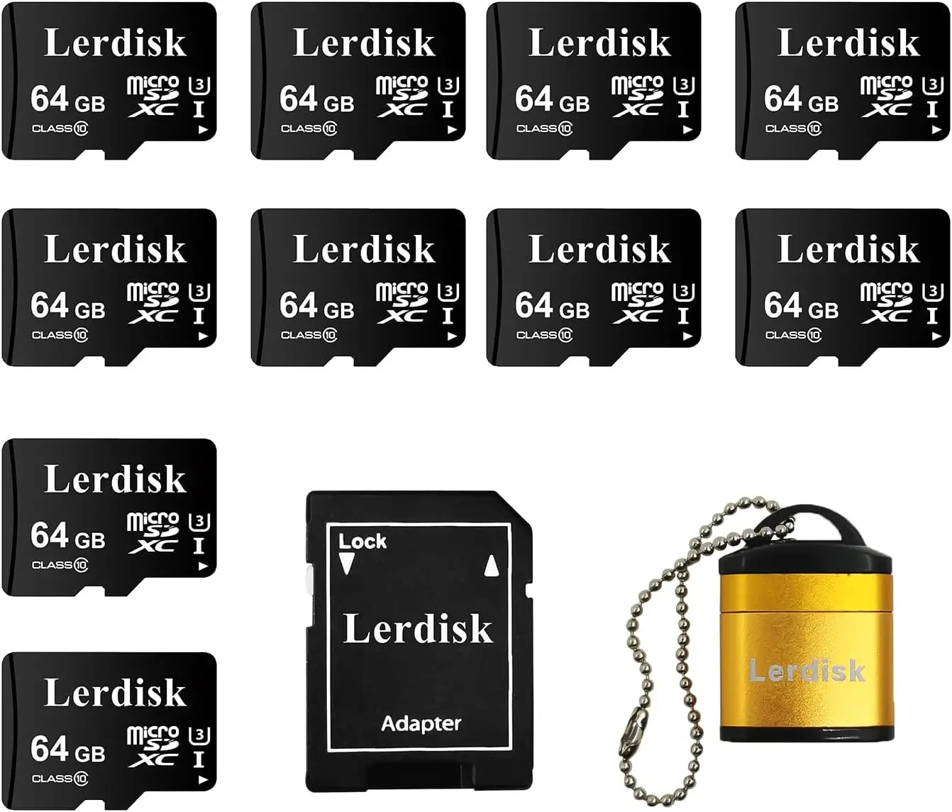 

64GB Micro SD Card 10-Pack, U3 A1 V30 Class 10, 80+MB/s Read for Cameras, Gaming, Drones
