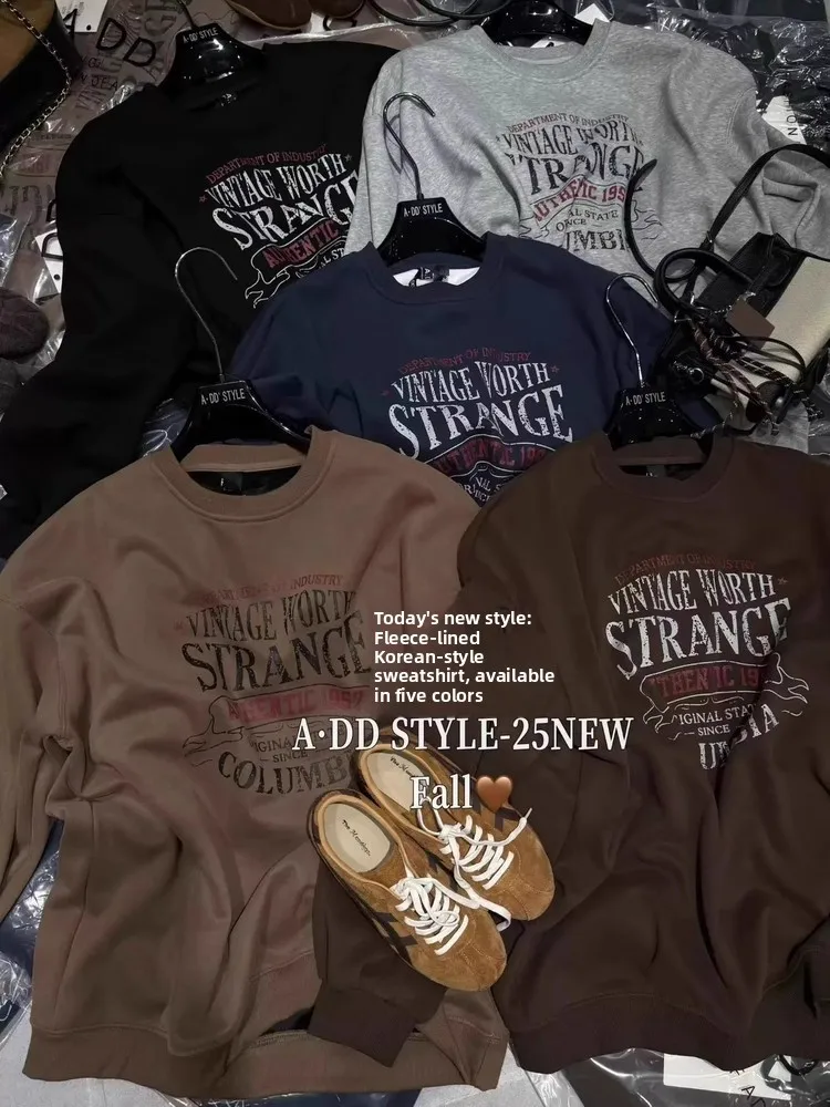 

Новая осенне-зимняя женская толстовка Dongda Gate в американском ретро-стиле, свободного кроя, из флиса, с буквенным принтом, удобная, с капюшоном