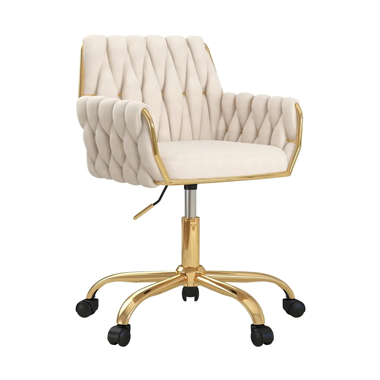 Velvet Office Chair Height-Adjustable Swivel Metal Base Hand-Woven Backrest Bedroom Study Desk Task, Custom