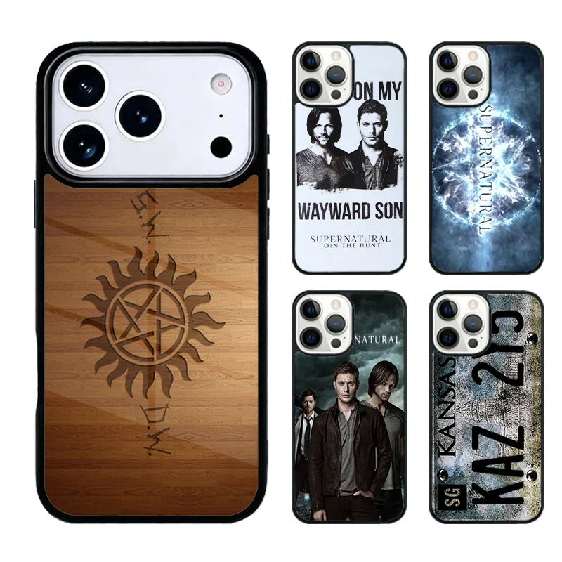Capa de Celular com Logotipo Supernatural em Madeira Compatível com iPhone 17 16e 15 14 13 12 11 Pro Max