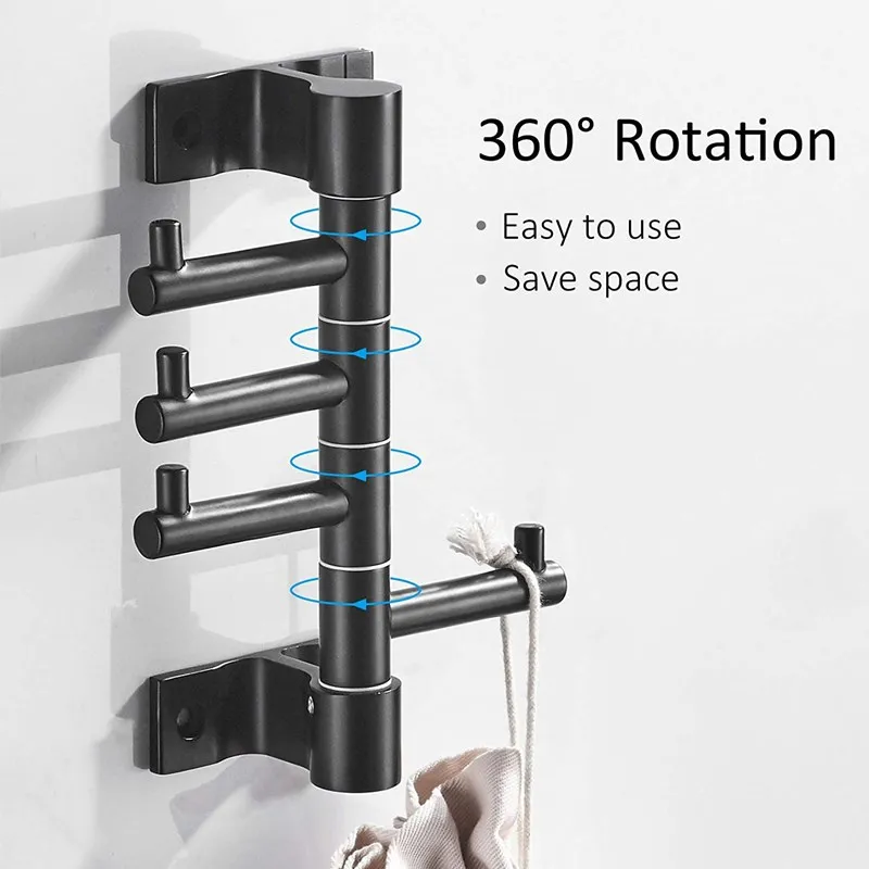 

Household Coat Hook Duty Hooks with 4 Swivel Foldable Arms Wall Hang Mounted Towel Hook Clothes Coat Hook Bathroom Accessories