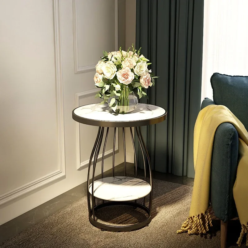 Simple Modern Bedside Table Beside Luxury Sofa Nordic Round Small Table Sitting Room Sofa Small Tea  Double Corner Table