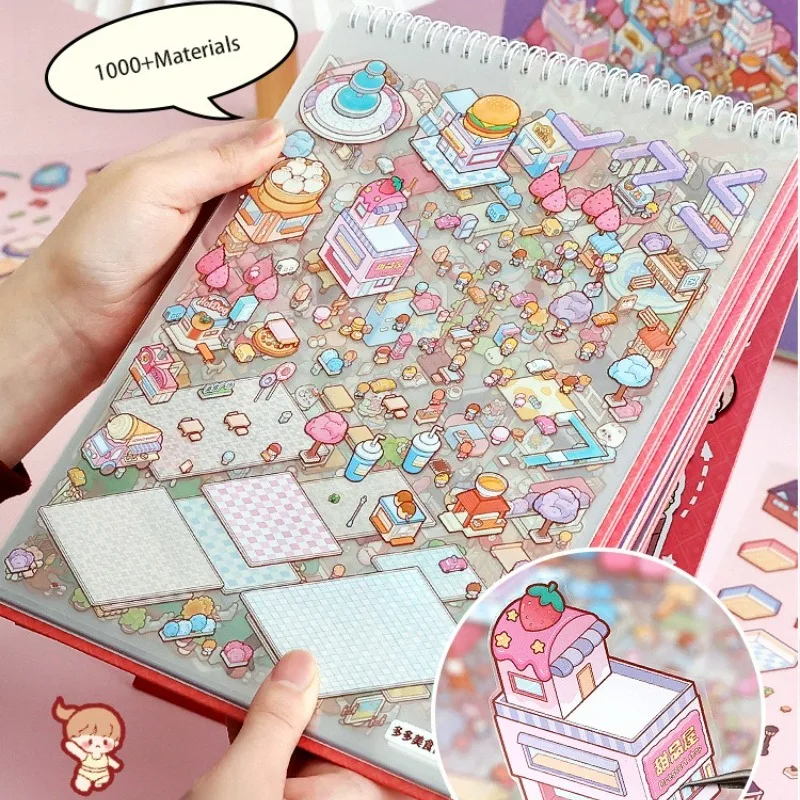 6-20in1 المشهد ملصقات ثلاثية الأبعاد كتاب الكرتون Diy بها بنفسك كتيب الطلاب العودة إلى المدرسة هدية مصغرة المشهد جمع كتاب ملصقات #3