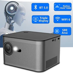 4K HD Projector Android 11 Allwinner H713 1920*1080P BT5.0 Wifi 6 580ANSI  1080P Home Cinema Theater Smart Portable Projector