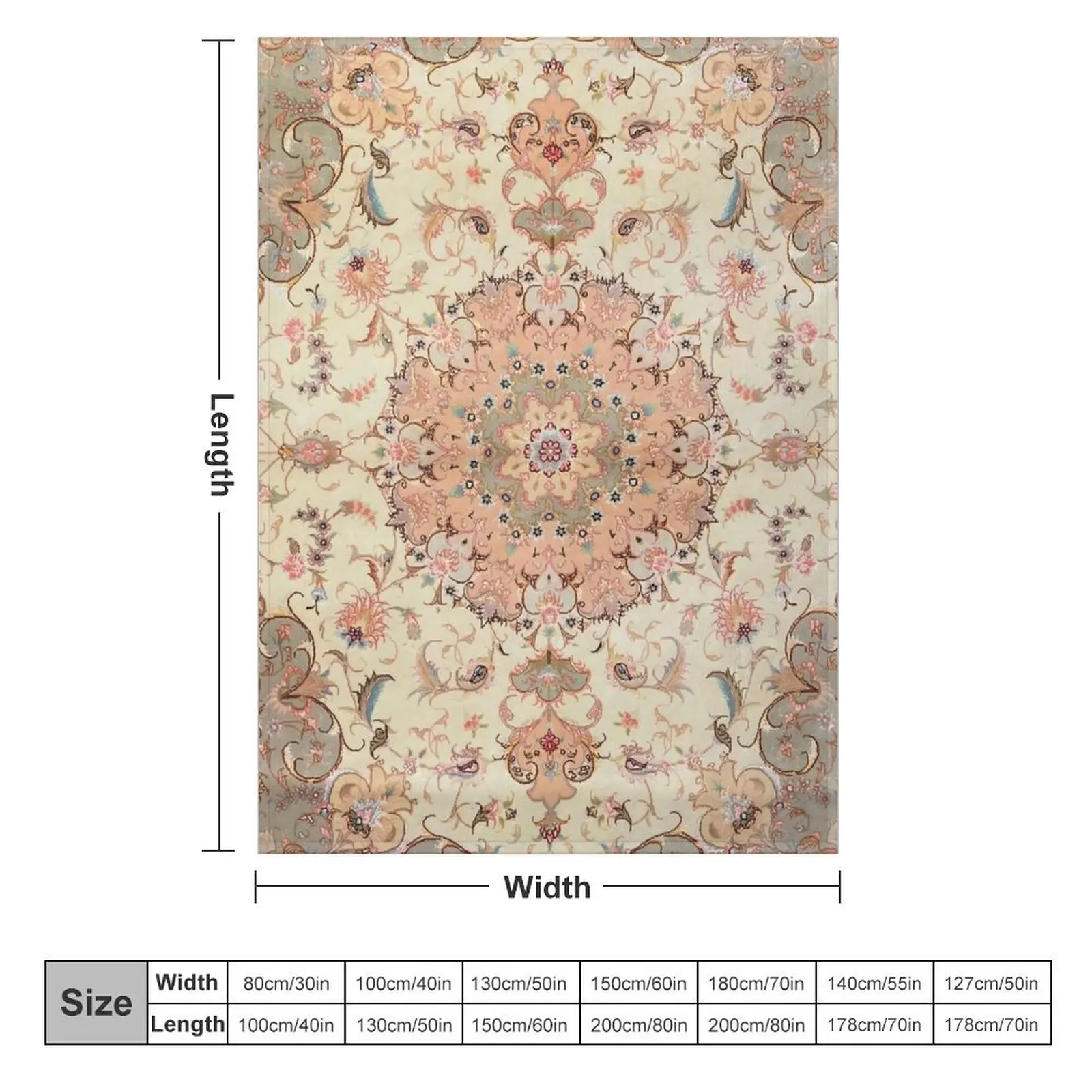 North-West Persia Tabriz Old Century Authentic Colorful Blush Peach Peachy Vintage Patterns Throw Blanket Shaggy Moving Blankets