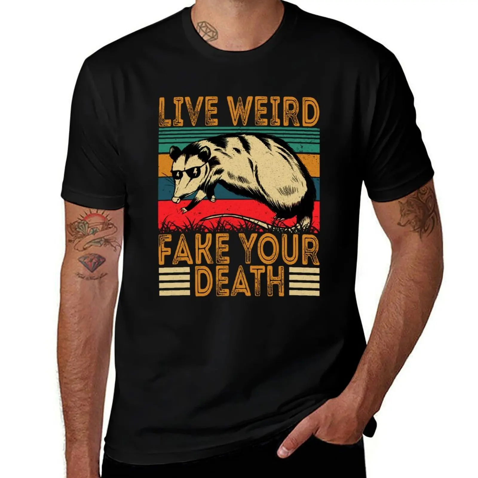 

Funny Opossum Live Weird Fake Your Death Vintage Possum T-Shirt luxury designer oversized mens graphic t-shirts pack