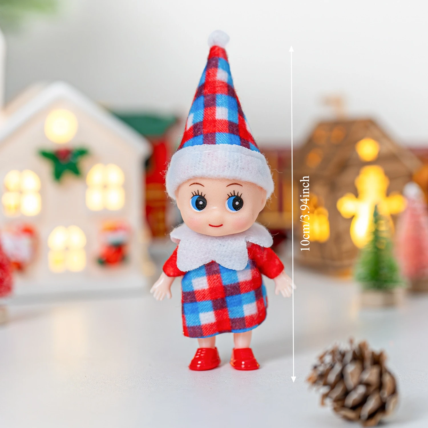 4/5/6 قطعة طفل صغير قزم عيد الميلاد دمية صغيرة مصغرة منقوشة اكسسوارات الأخضر والأحمر مناسبة لعيد الميلاد السنة الجديدة ديكور هدية