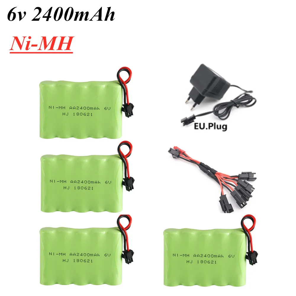 6v 2400mAh AA Ni-MH Battery +USB charger Set For RC Electric Toy Car Ship Robot Model 6v nimh Rechargeable Batteires Group