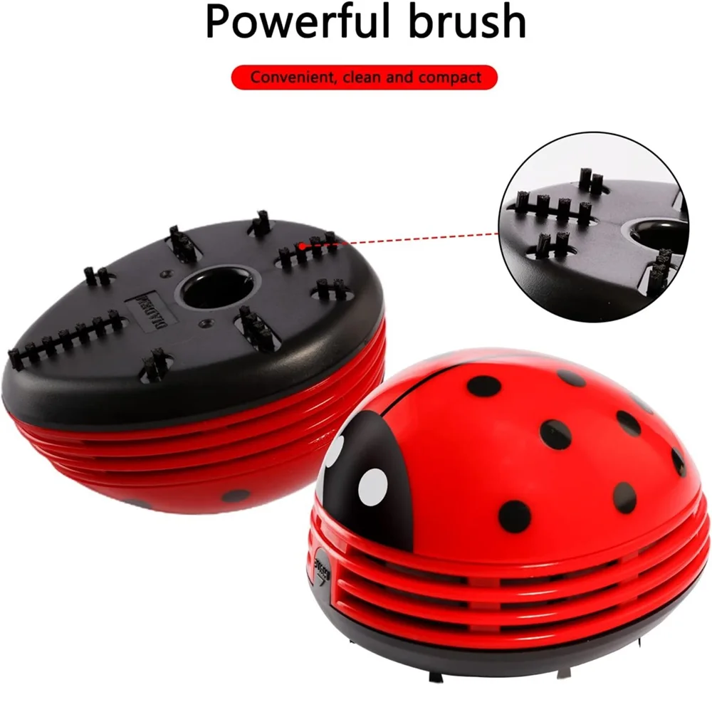 Cute Portable Beetle Ladybug cartoon Mini Desktop Vacuum Desk Dust Cleaner for Keyboard