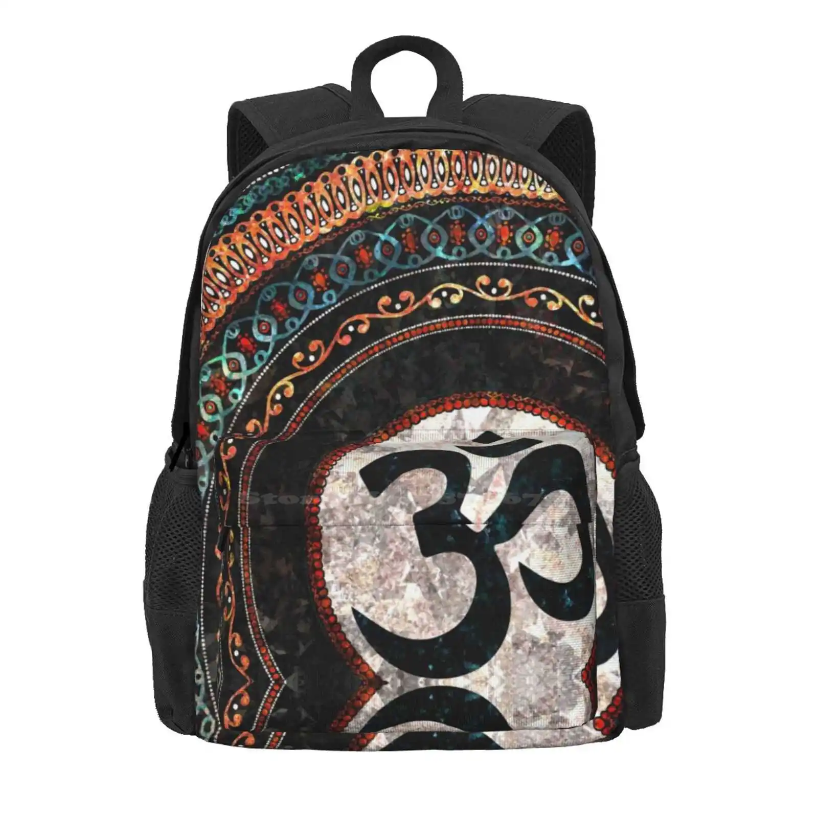 Mandala Design 1 Hot Sale Schoolbag Backpack Fashion Bags Mandala Om Aum Hindi Hindu Shapes Sacred Religion Buddhist Buddhism