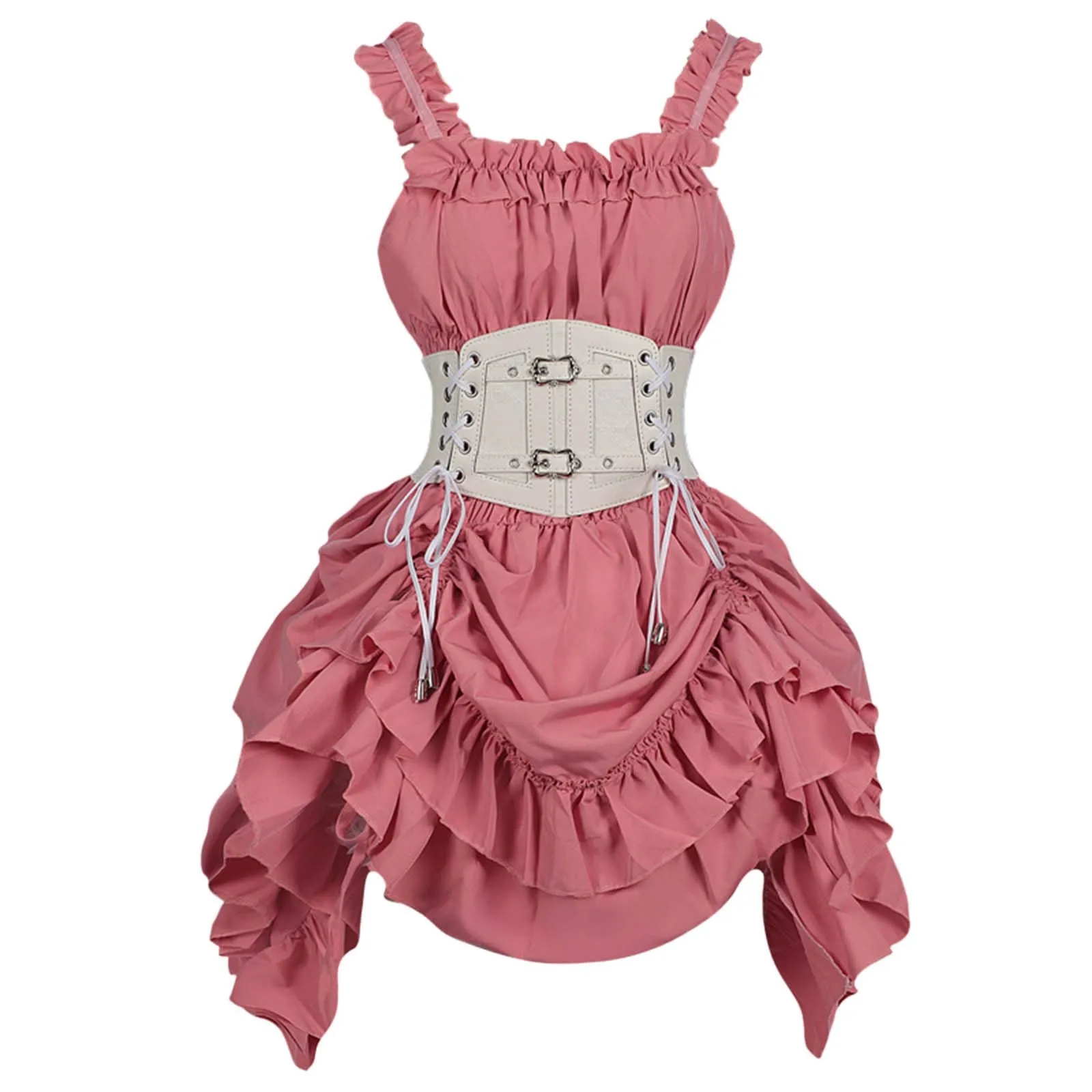 

Medieval Renaissance Elf Princess Lolita Sleeveless Women Waist Corset Dark Gothic Ruffles Dress Vintage Pirate Cosplay Costumes