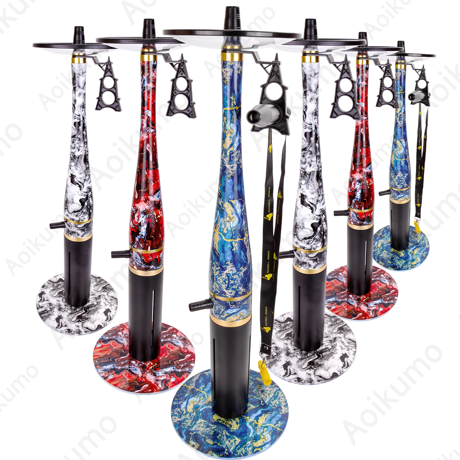 Colored BaseBall Hookah Set Narguile Cachimbas Sheesha Chicha Bowl Hose Charcoal Holder MouthpieceComplete Shisha