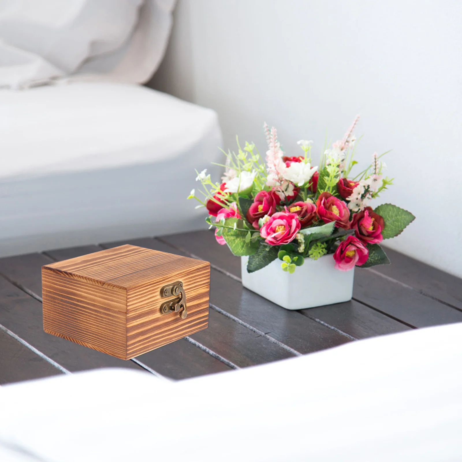 

Solid Wood Jewelry Box With Hinged Lid For Watch Bracelet Storage Organizer Gift Packaging Case Wooden Storage Container