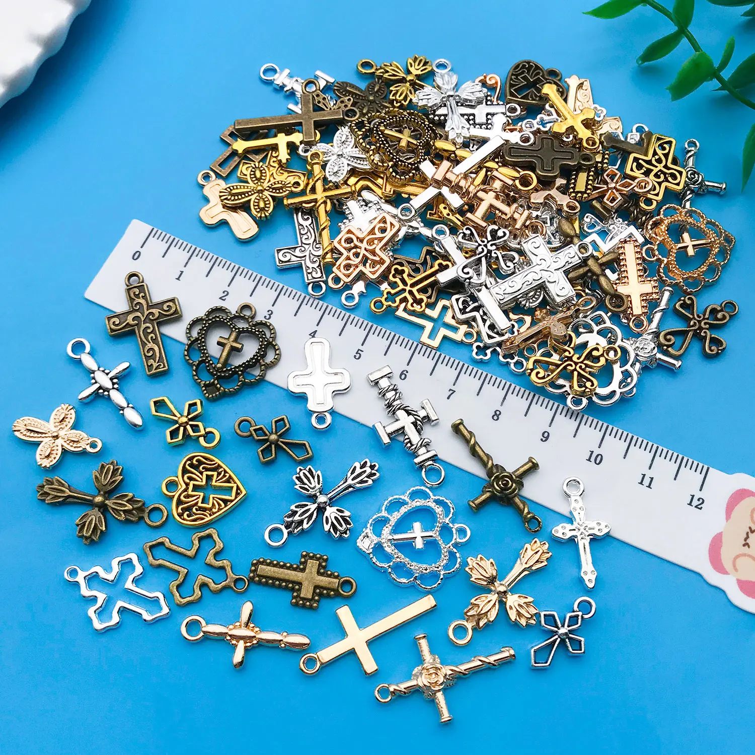 20/100 pieces mixed zinc alloy cross set series, fashionable jewelry necklace making DIY craft Halloween Christmas accessories