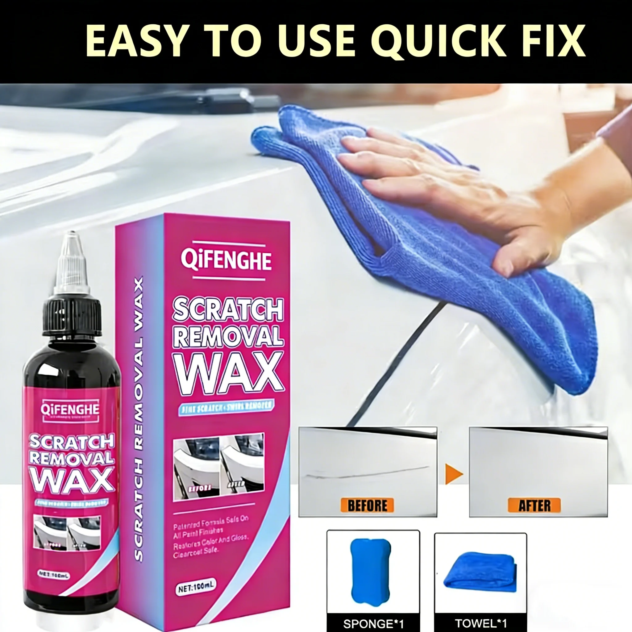 

Набор для ремонта царапин на автомобиле, комплект для ухода за кузовом, предназначенный для устранения поверхностных дефектов, способен удалить мелкие царапины и следы от краски.