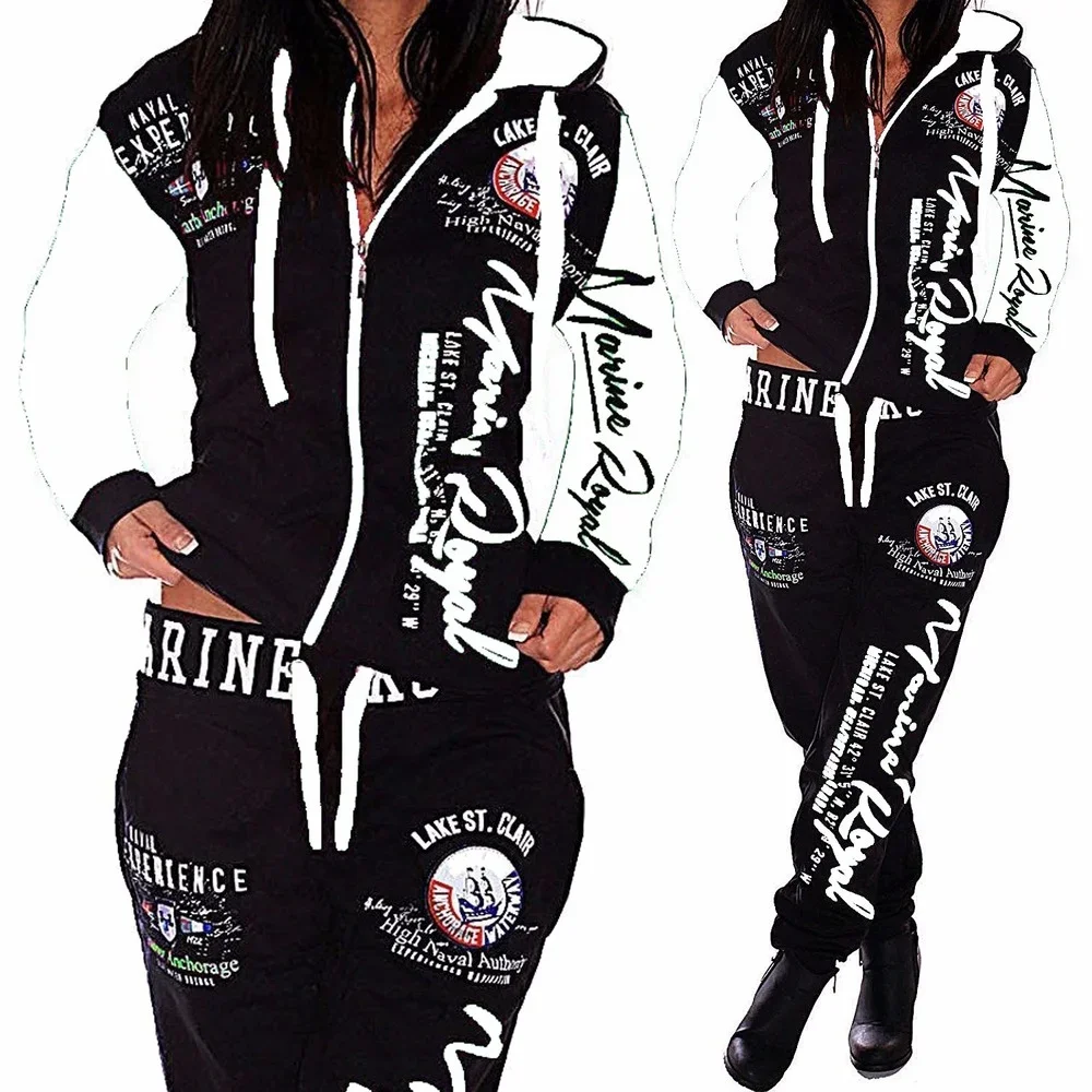 Ladies Fashion Print Casual Sports One Piece Suit