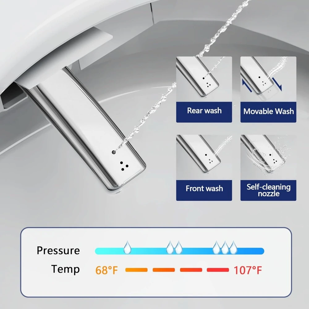 Elongated Smart Toilet with 1.28GPF Auto Flush, Heated Seat, Foot Kick Operation, Night Light，One Piece Tankless Toilet