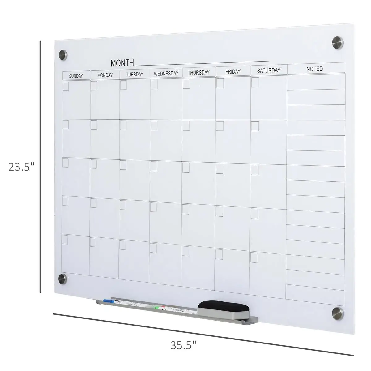 35x23 Dry Erase Wall Calendar Planner with 4 Markers & Eraser - Monthly Organizer for Home or Office