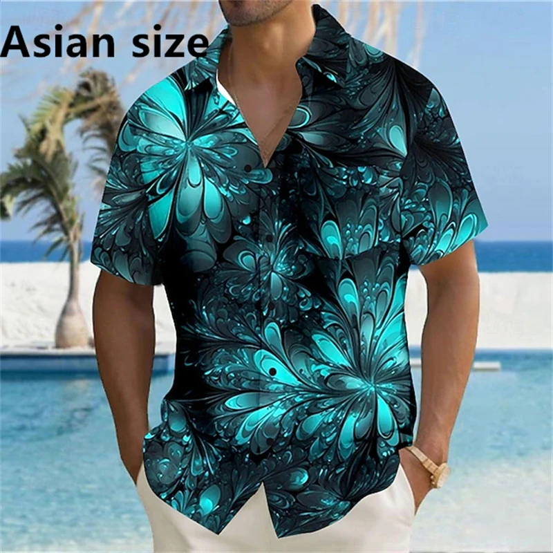 Men's Button Up Shirt Summer Casual Fashion 3D Print Outdoor Short Sleeve Tops  Fashion Pattern Large OverSize Loose Men's Shirt