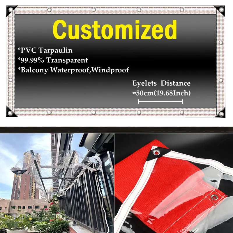 0.3mm/0.5mm outdoor transparent PVC rainproof cloth garden balcony tarpaulin door and window transparent waterproof tarpaulin