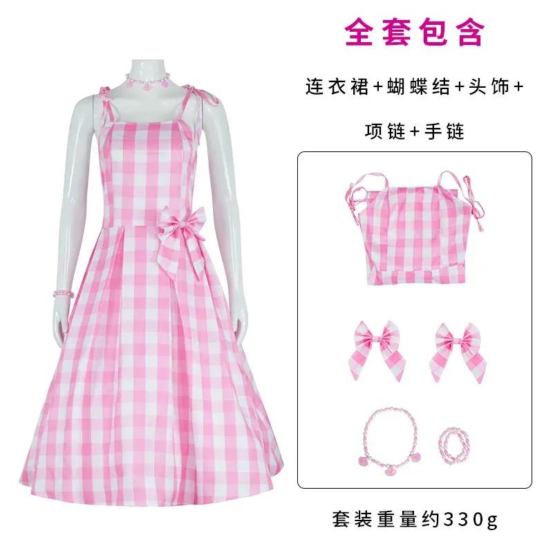 

XT8Movie Cosplay Costume Margot Robbie Pink Dress Halloween Barbi Princess Outfits for Girls Women RoXT6@!