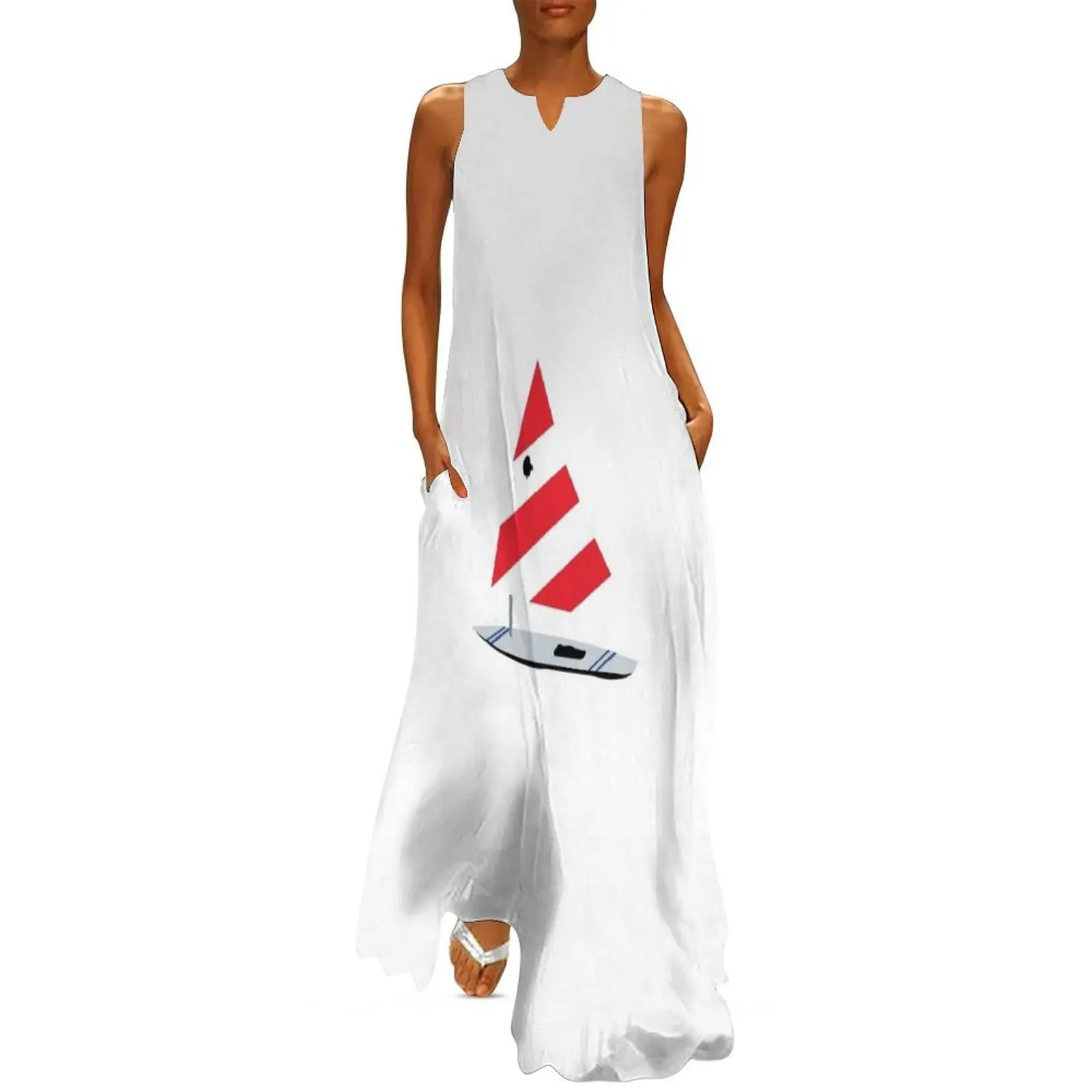 

Red and White Sailboat Long Dress women's clothing trend 2025 summer dresses for women 2025 Dress woman