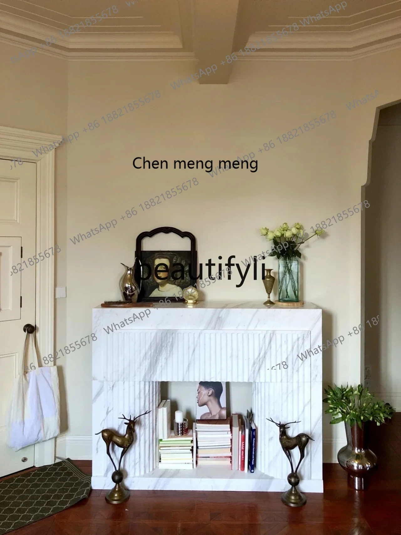 

G Marble fireplace French fireplace living room European natural stone fireplace decorative cabinet