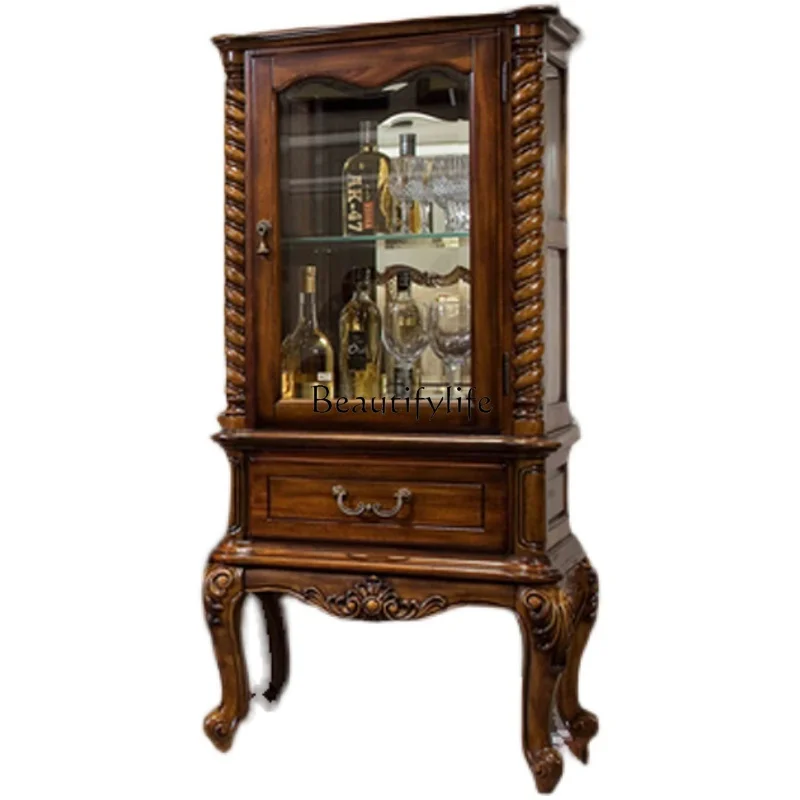 

American solid wood combination TV cabinet simple small apartment wine cabinet combination living room luxury