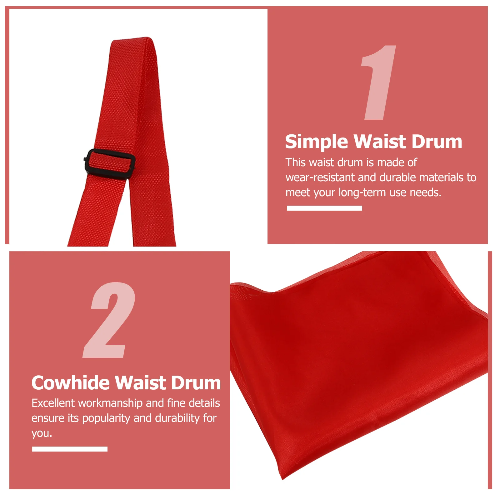 

1 set 1 Set Portable Waist For Celebration Performance Durable Hand Drum Adults Traditional Chinese Percussion