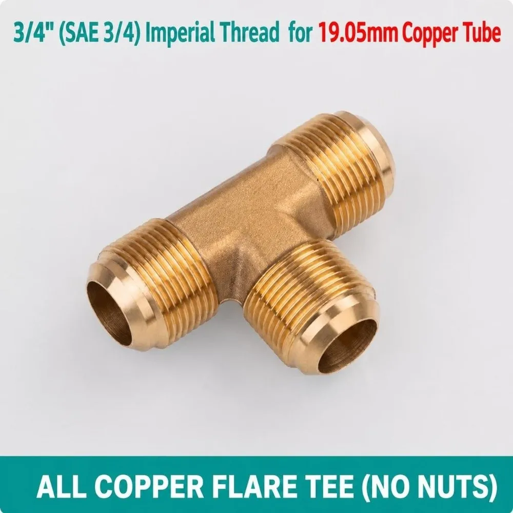 SAE-Standard Flare Fitting Connector 3-Way Design Male Thread Brass Pipe Fitting Multiple Sizes Brass Material Male Flare Union