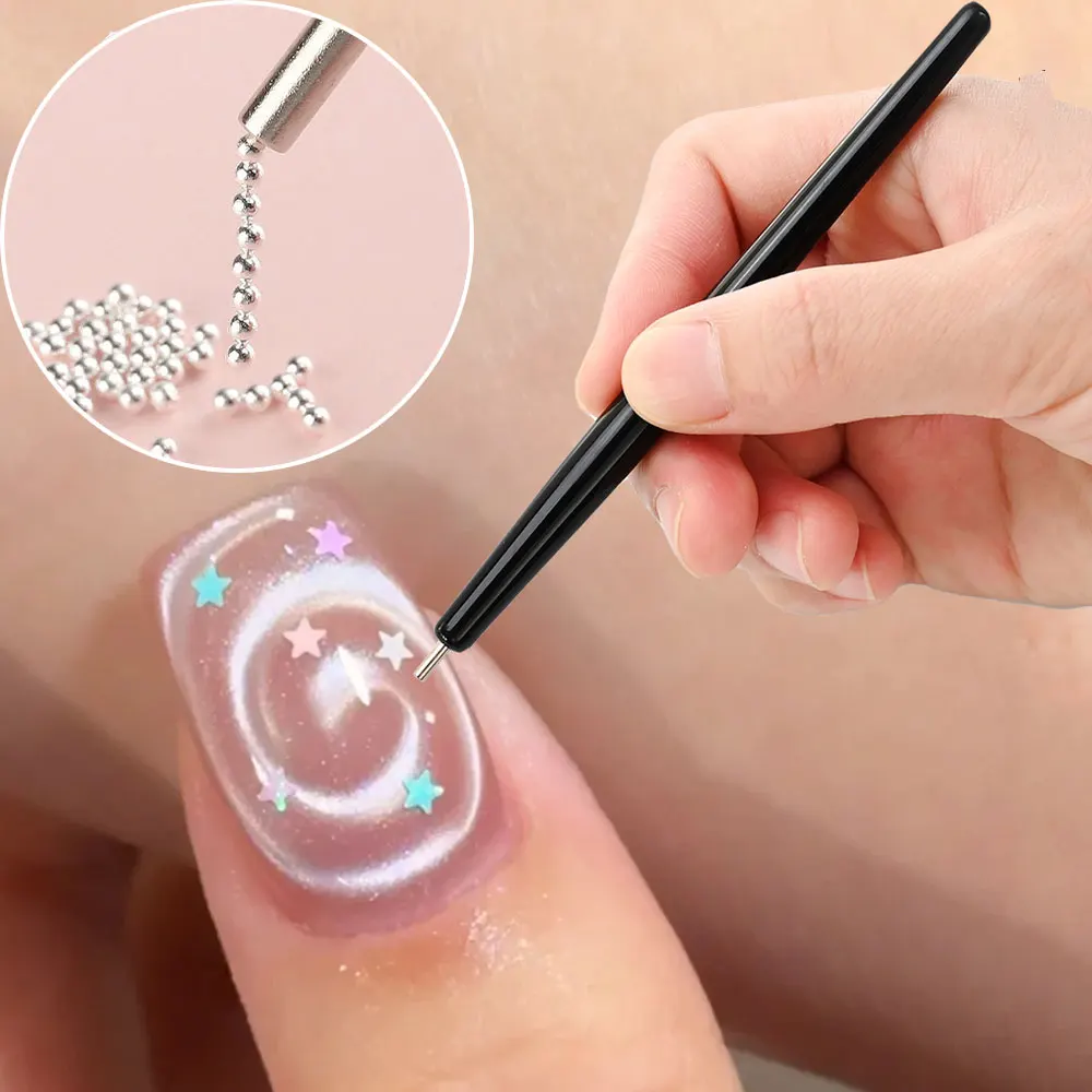 แท่งแม่เหล็กทำเล็บลายแม่เหล็ก 3 มิติ ลายวน/ลูกกวาด/ระลอกน้ำ สำหรับทำเล็บเจลตาแมว พร้อมปากกาแม่เหล็กและลูกบอลเหล็กดูด