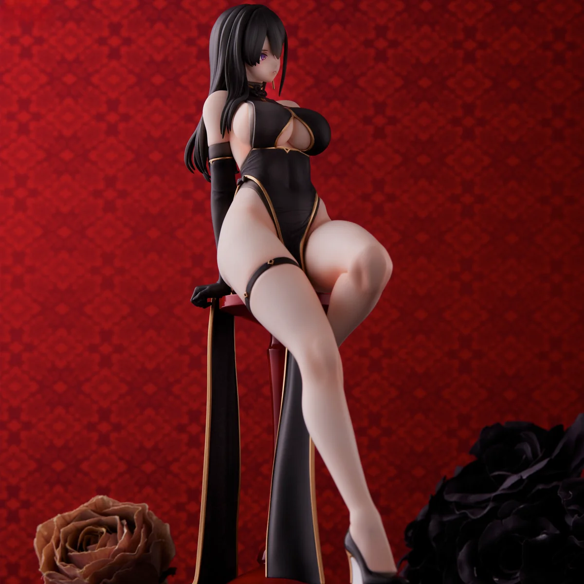 In Stock 100% Original UC Miss Black Cheongsam Model Beautiful Young Girl Anime Figure Model Toys Sexy Genuine Kawaii Adult Gift