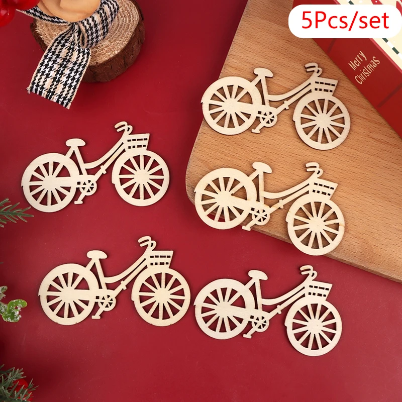 5Pcs Dollhouse Miniature Wooden Christmas Bike Model Home Decor Bicycle Ornament Toy Doll House Accessories-Toy