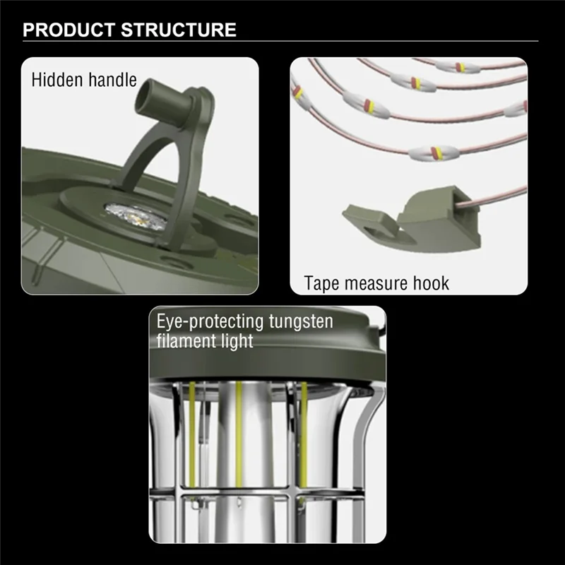 

TURE LED Camping Light With RGB Waterproof 15M String Outdoor Hanging Super Bright Tent Light Garden Decoration Light