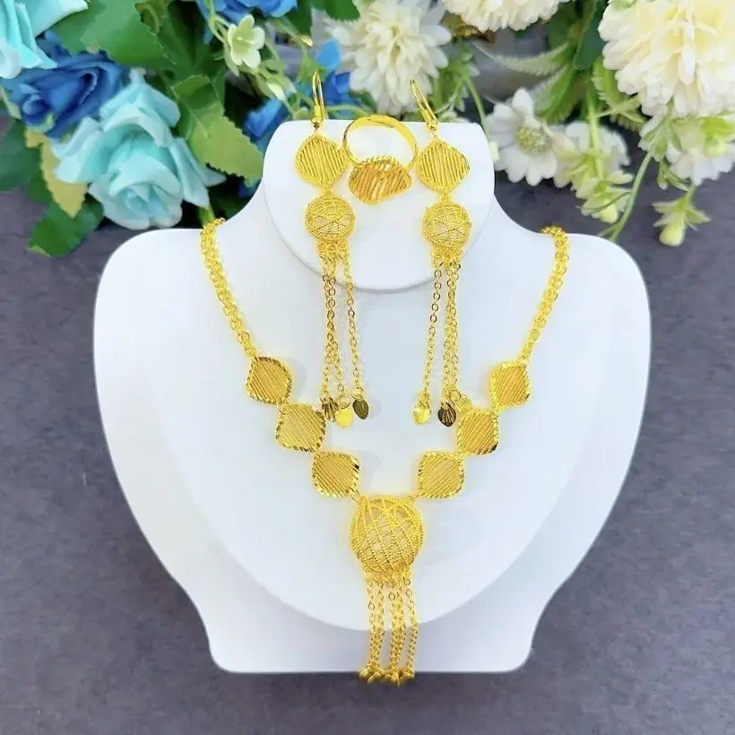 2025 New Dubai Jewelry Necklace Women's Earrings ring Party Fashion Jewelry Set YY10202