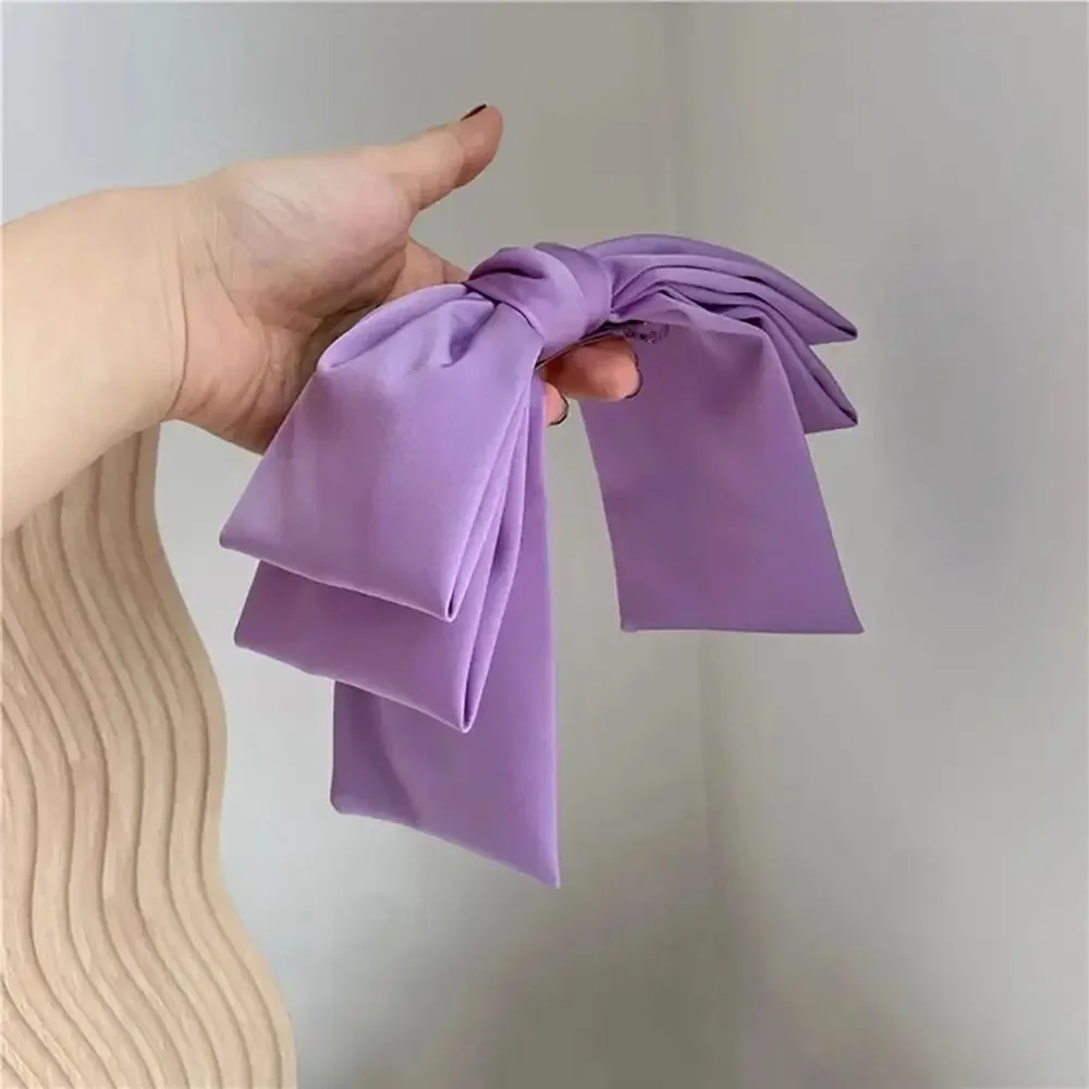 Neue große Satin-Haarspange, Haarschleifen für Mädchen und Frauen, einfarbig in Rosa und Schwarz, mehrlagige Haarnadel, koreanische Mode-Haarspangen für Haar-Accessoires – Detail 6