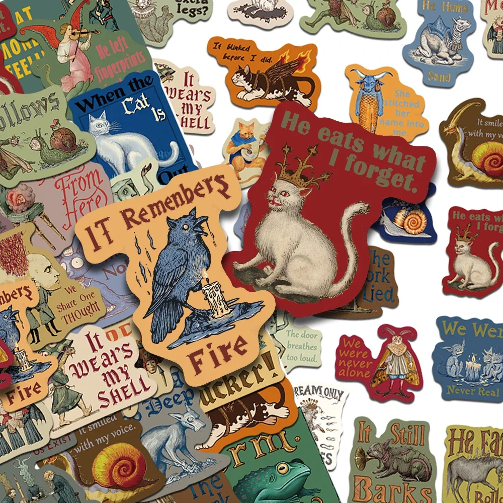 50pcs Medieval Creepy Abstract Stickers Decals For Phone Scrapbook Suitcase Skateboard Helmet DIY Retro Waterproof Stickers 2025