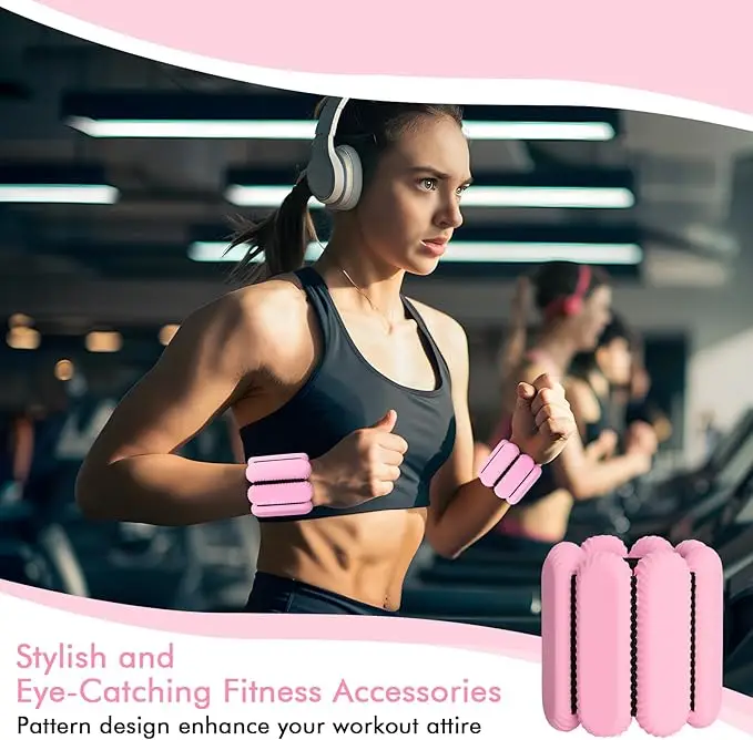 Adjustable Silicone Wrist Ankle Weights 2LB Fitness Bracelet for Running Yoga Training
