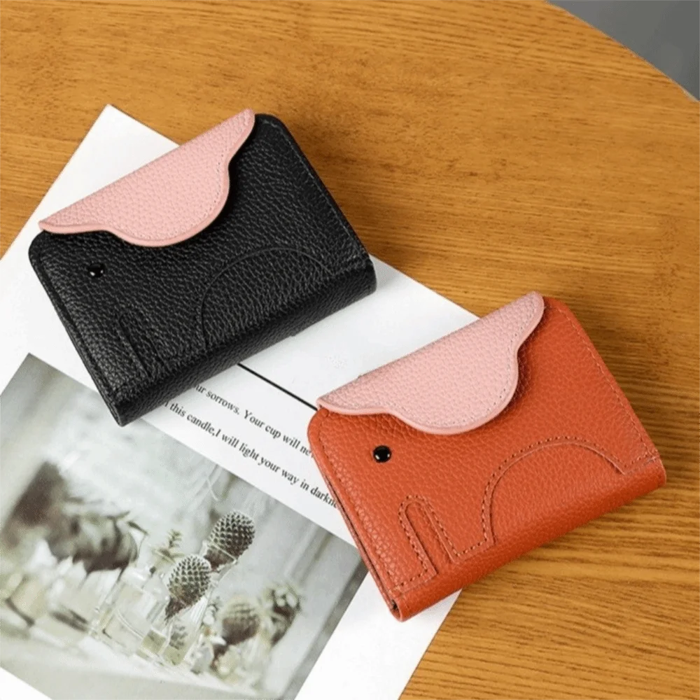 

Милый мультяшный кошелек со слоном, слоты для нескольких карт, кожаный орган, держатель для карт, держатель для удостоверений личности, короткая сумка для карт из искусственной кожи, свидание