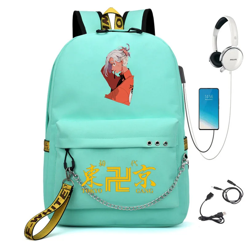 tokyo revengers fashion backpack ladies girls school backpack usb charging girls school bag