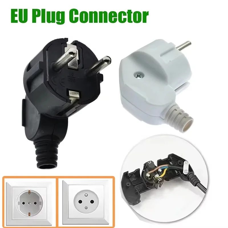 2 Pin EU Plug Adapter Connector 16A France Plug Replacement AC Outlets Rewireable Electeic Socket Plug For Power Extension Cable