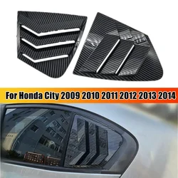 For Honda City 2009-2014 Car Rear Louver Window Side Shutter Cover Trim Sticker Vent Scoop ABS Carbon Fiber Accessories Auto ABS