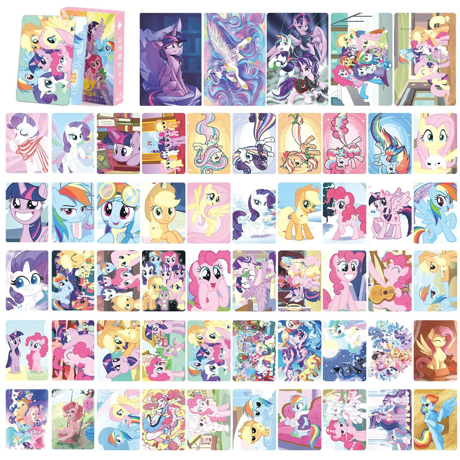 55 My Little Pony Laser Cards Custom-printed Peripheral Polaroid-style LOMO Cards Collectible Postcards for Fans