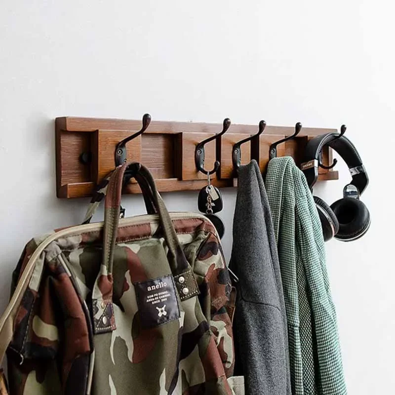 Coat Rack Wall Mounted Entrance Hall Removable Living Room Clothing Storage Hooks Bedroom Clothes Hats Scarf Organizer Hangers