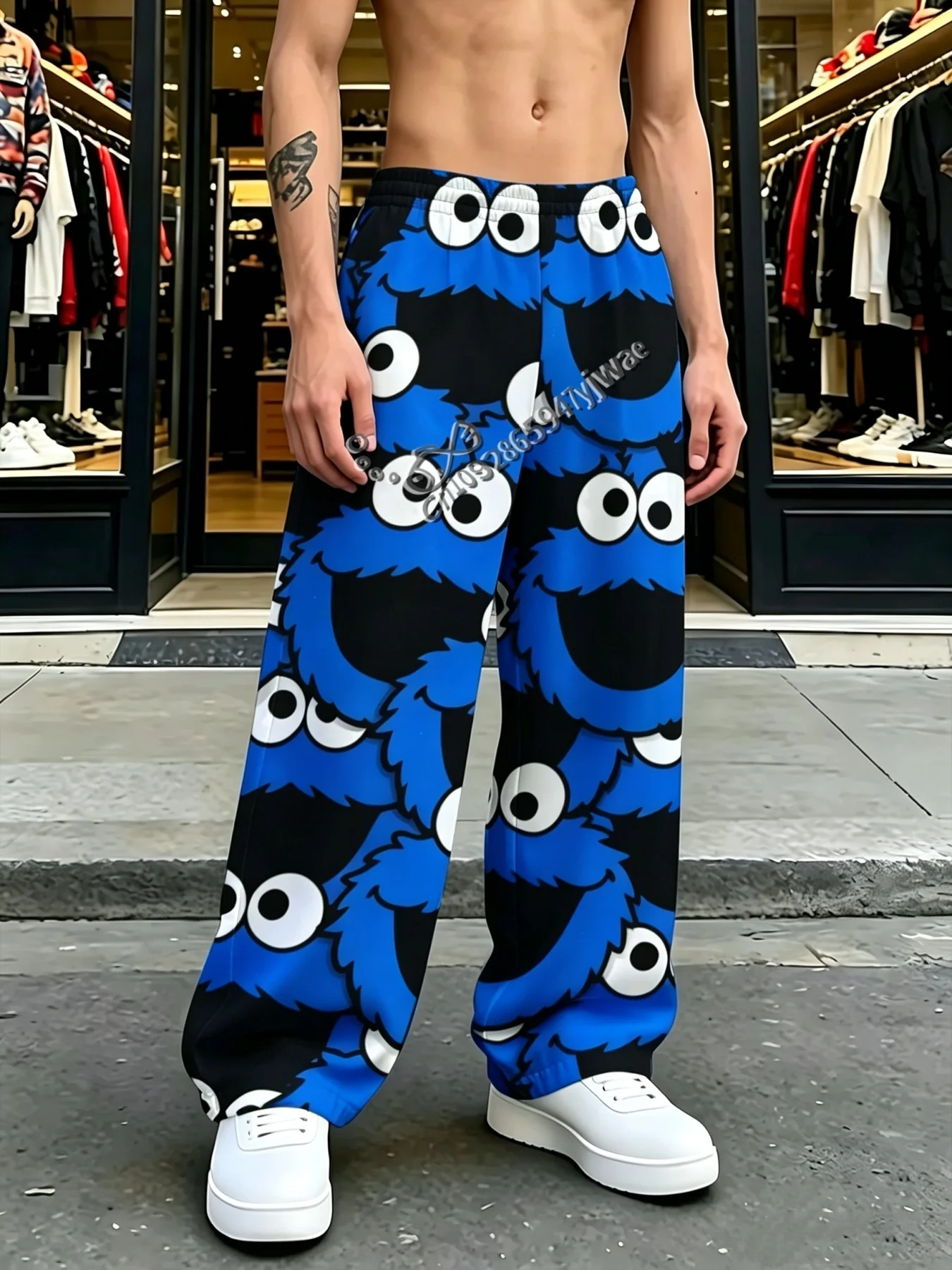 26 Men Women Monster-C-Cookies Pajama Pants Educational Television Sleepwear Sleep Trousers Daily Home Wear Men Long Sleep Pants