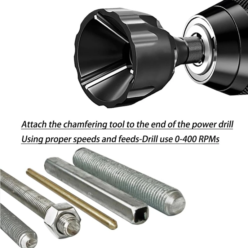 Hex-Shank Deburring External Chamfer Tool,Quick Release Deburring Chamfering Drill Bit Bolt Deburring Tool Fits 3-20Mm