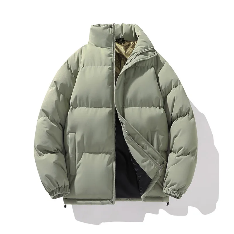 Women's Basic Loose Fit Thick Padded Coat Stand Collar Zip Up Long Sleeve Warm Winter Solid Color Daily Outerwear Puffer Jacket